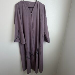 Dusty Mauve Modest Maxi Dress Abaya Style with Matching Scarf Elegant Zip Front